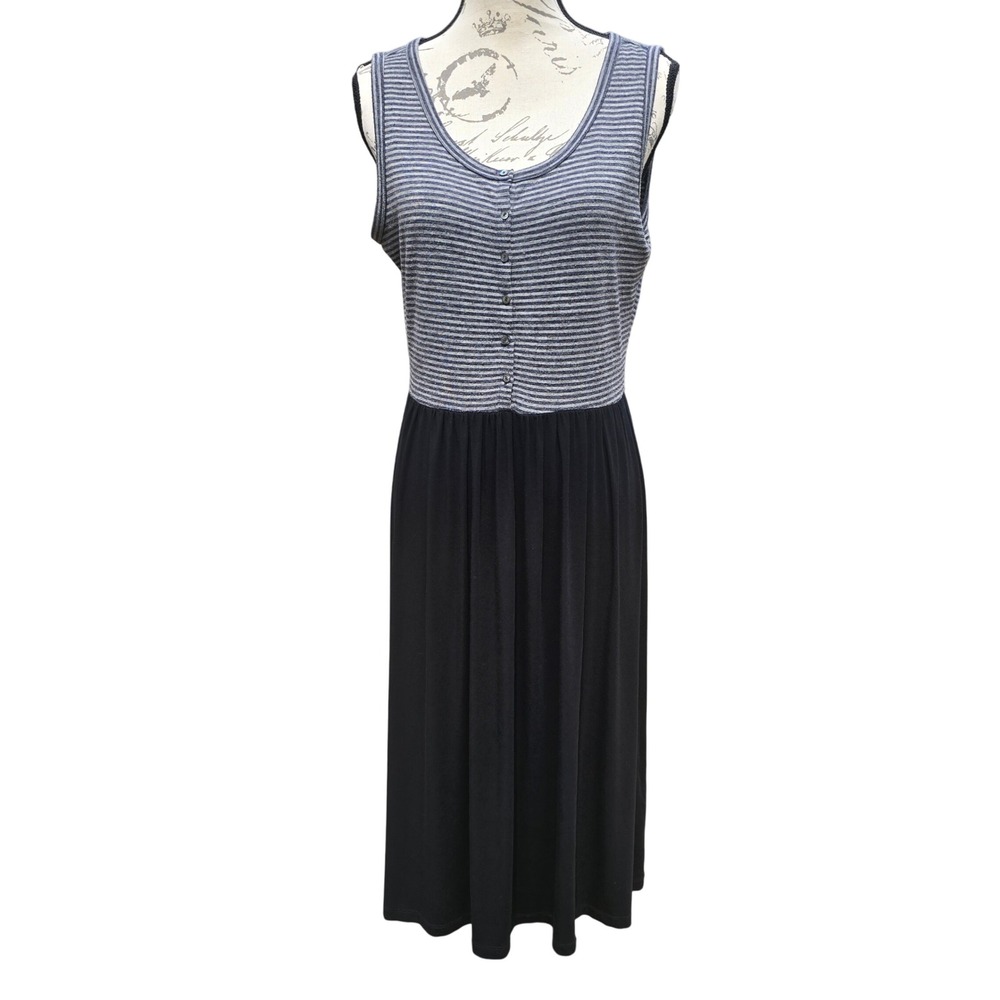 Artisan NY 13G‎ Striped Sleeveless Dress Midi Length Gray Black Casual Medium